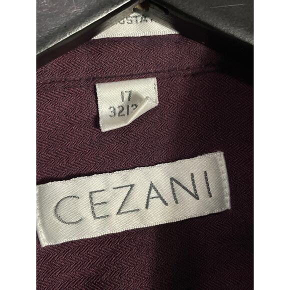 CEZANI Mens‎ 17 32/33 Maroon Long Sleeve Button Shirt Costa Rica Dress Work - Picture 5 of 7